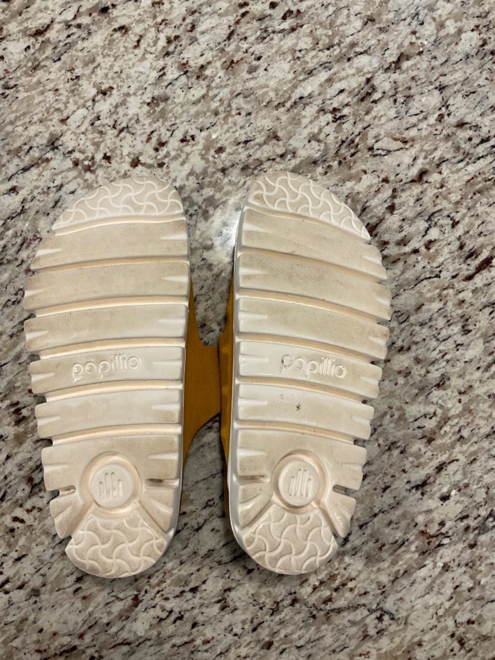 Papillio by Birkenstock Platform Slide Sandals — Mustard Suede — Size 37 - Picture 3 of 9
